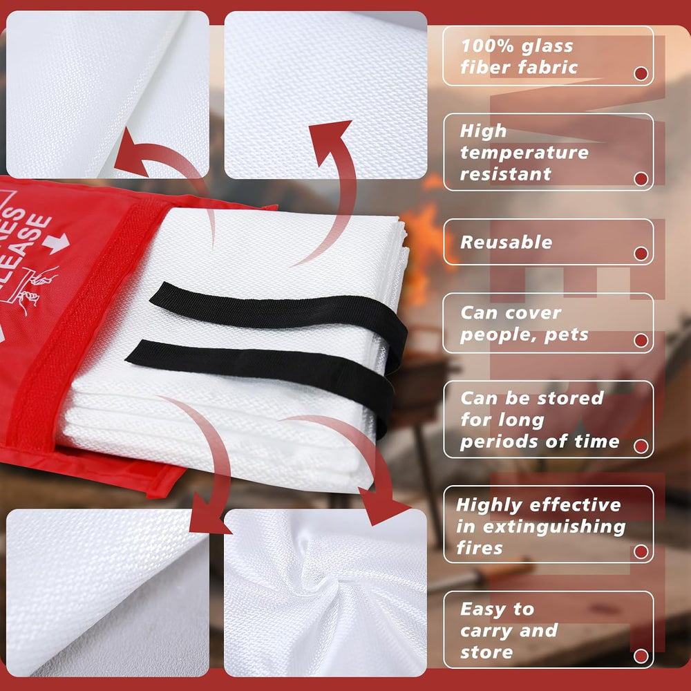 Smilco 40" x 40" Fiberglass Emergency Fire Blanket for Home and Kit...