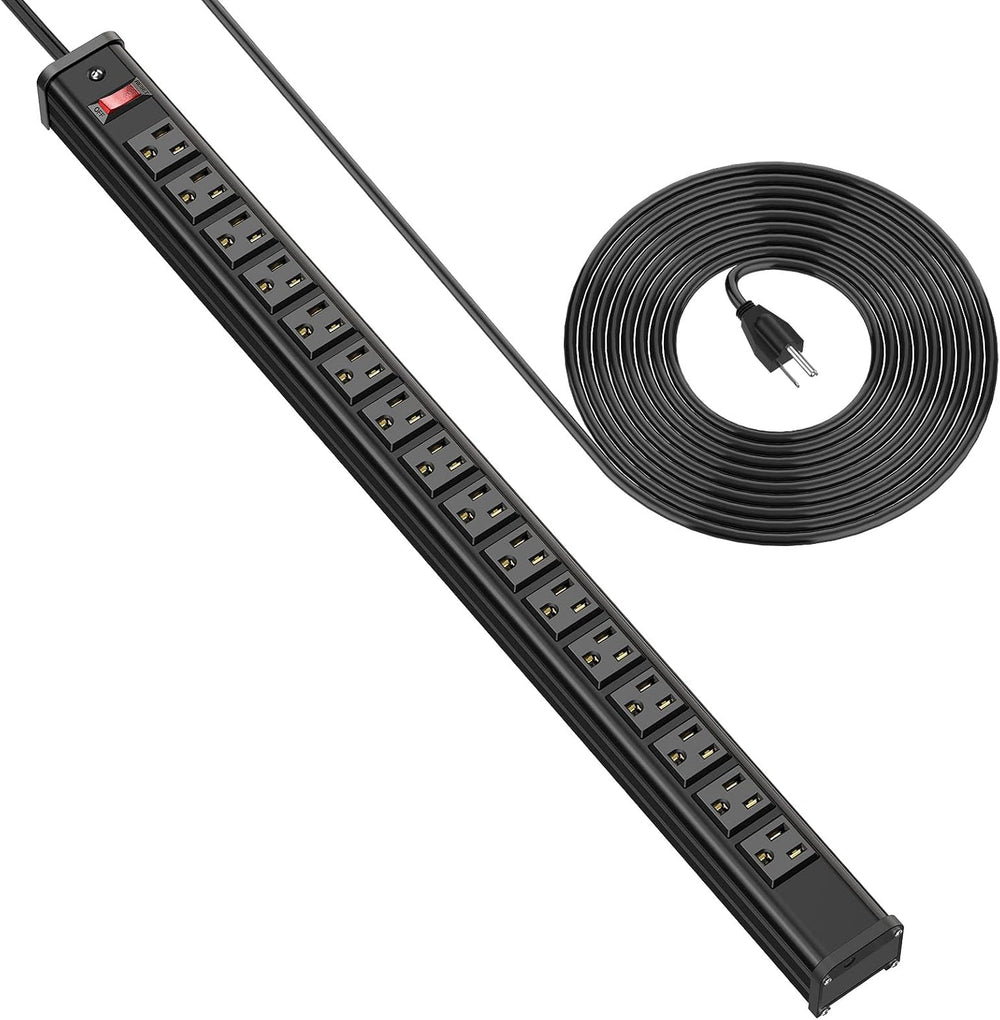 BTU 16 Outlet Power Strips, Extra Long Power Strip with 10ft Cord, Metal Heav...