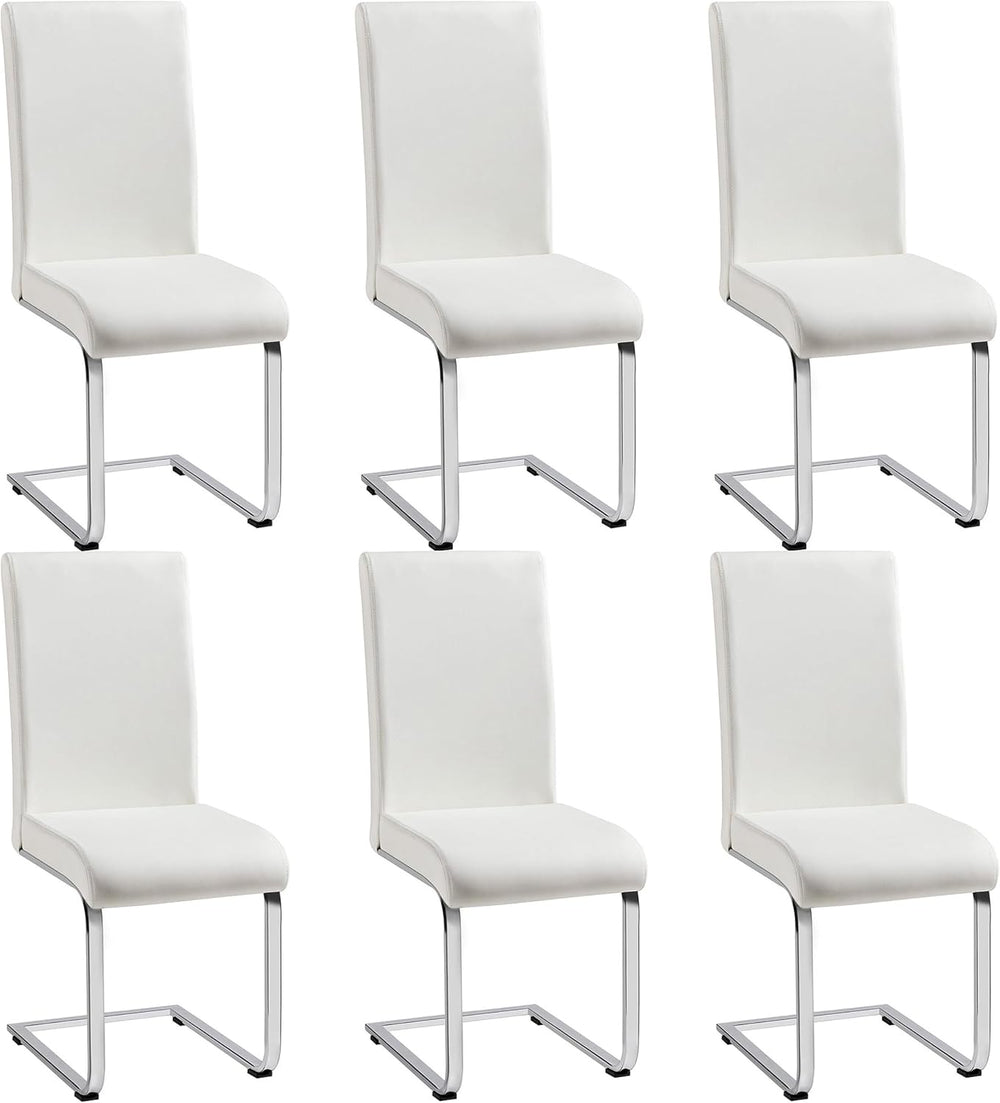 Yaheetech Dining Chairs Set of 6 Modern High Back Kitchen Chairs White