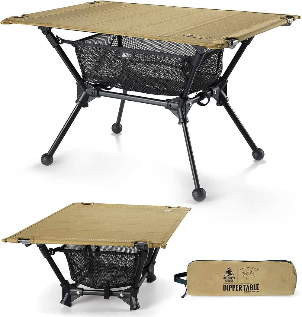 ONETIGRIS Dipper Camping Table, Lightweight Portable Table with Storage Net