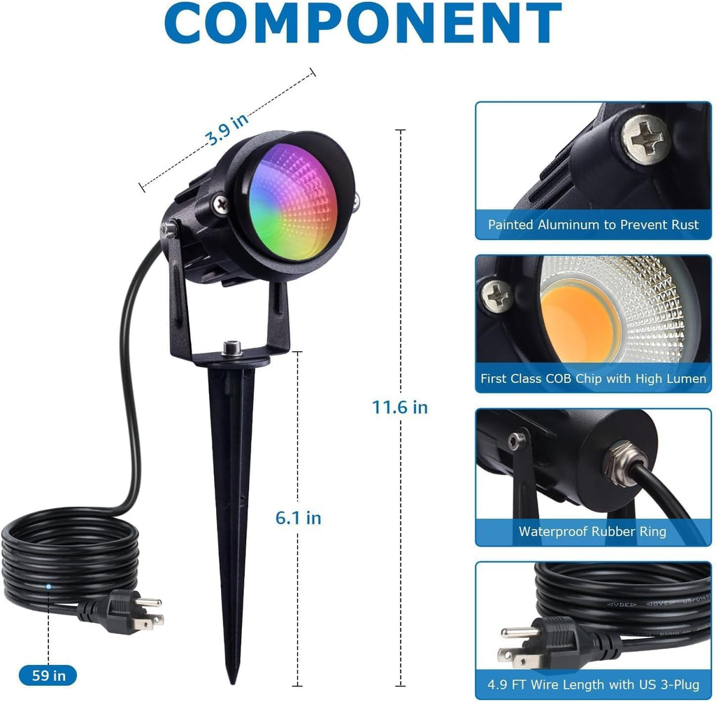 SUNVIE RGBW Halloween Spotlights Outdoor 12W LED Plug in Landscape Lights