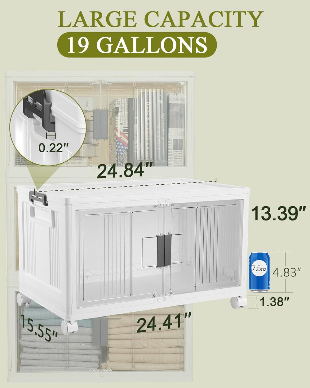 OlarHike 76QT Storage Bins with Lids for Home, Closet, Office, Dorm, 4 Pack