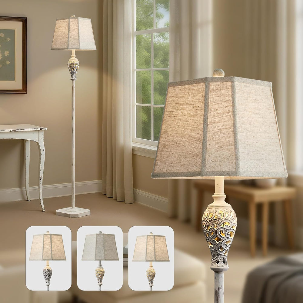 65'' Rustic Floor Lamp for Living Room with 2 Light Sources