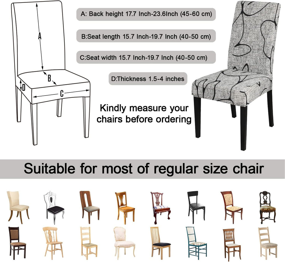 JQinHome Pattern Chair Covers for Dining Room Set of 8, High Stretch Removabl...
