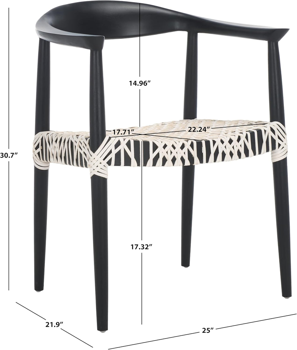 SAFAVIEH Home Collection Bandelier White Leather/Black Solid Wood Arm Chair (...