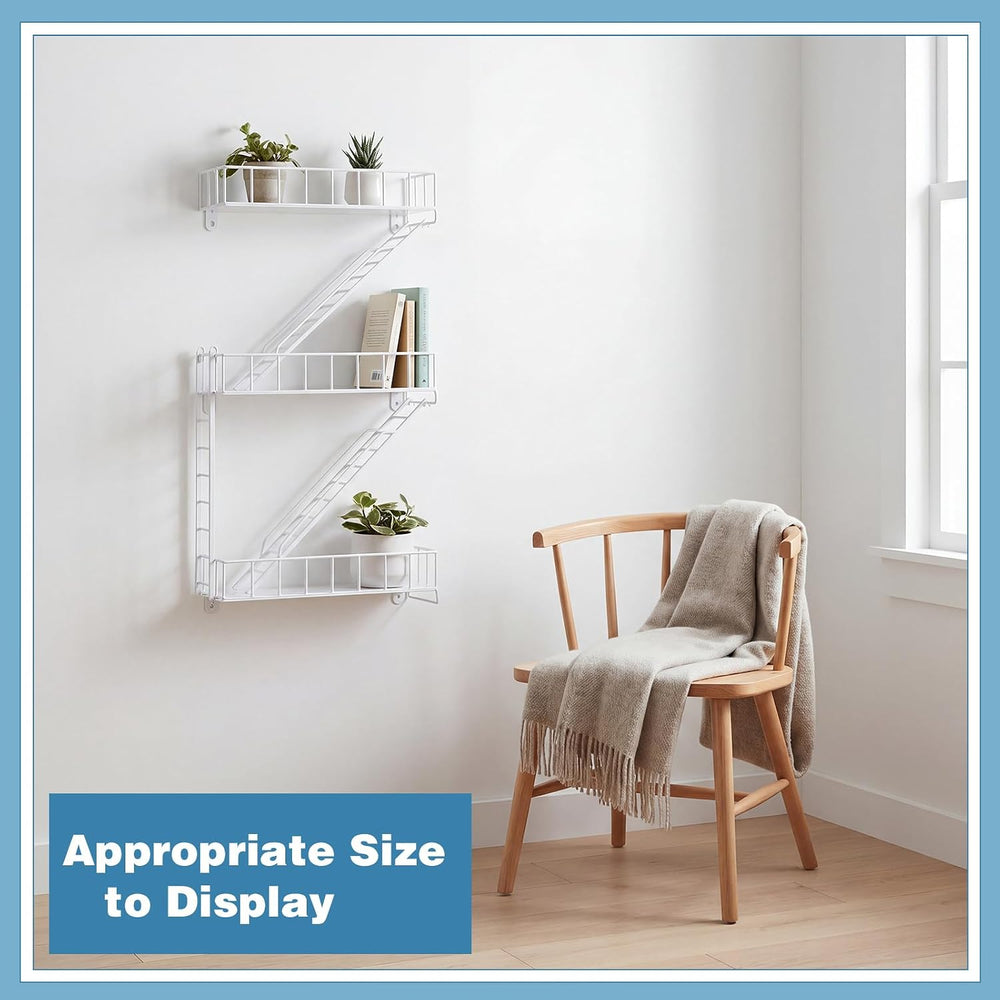 Zonon White 3 Tier Fire Escape Wall Shelf Metal Trinket Ladder Shelves