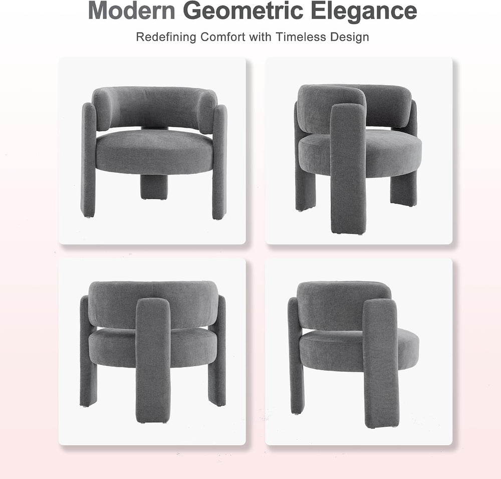 Modern Accent Barrel Chair,Mid Century Single Armchair with Curved Backrest U...