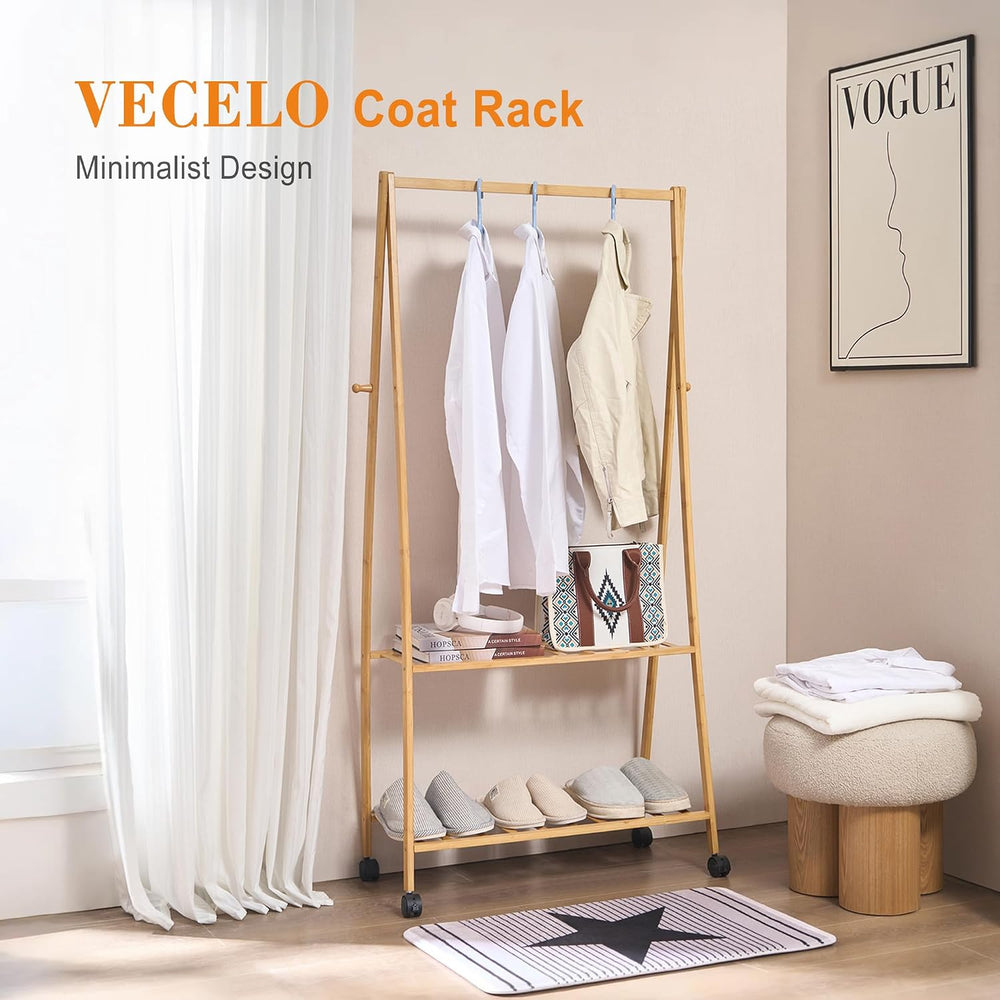 VECELO Coat Rack Freestanding, Entryway Hanger Stand, Umbrella Holder, Hall T...