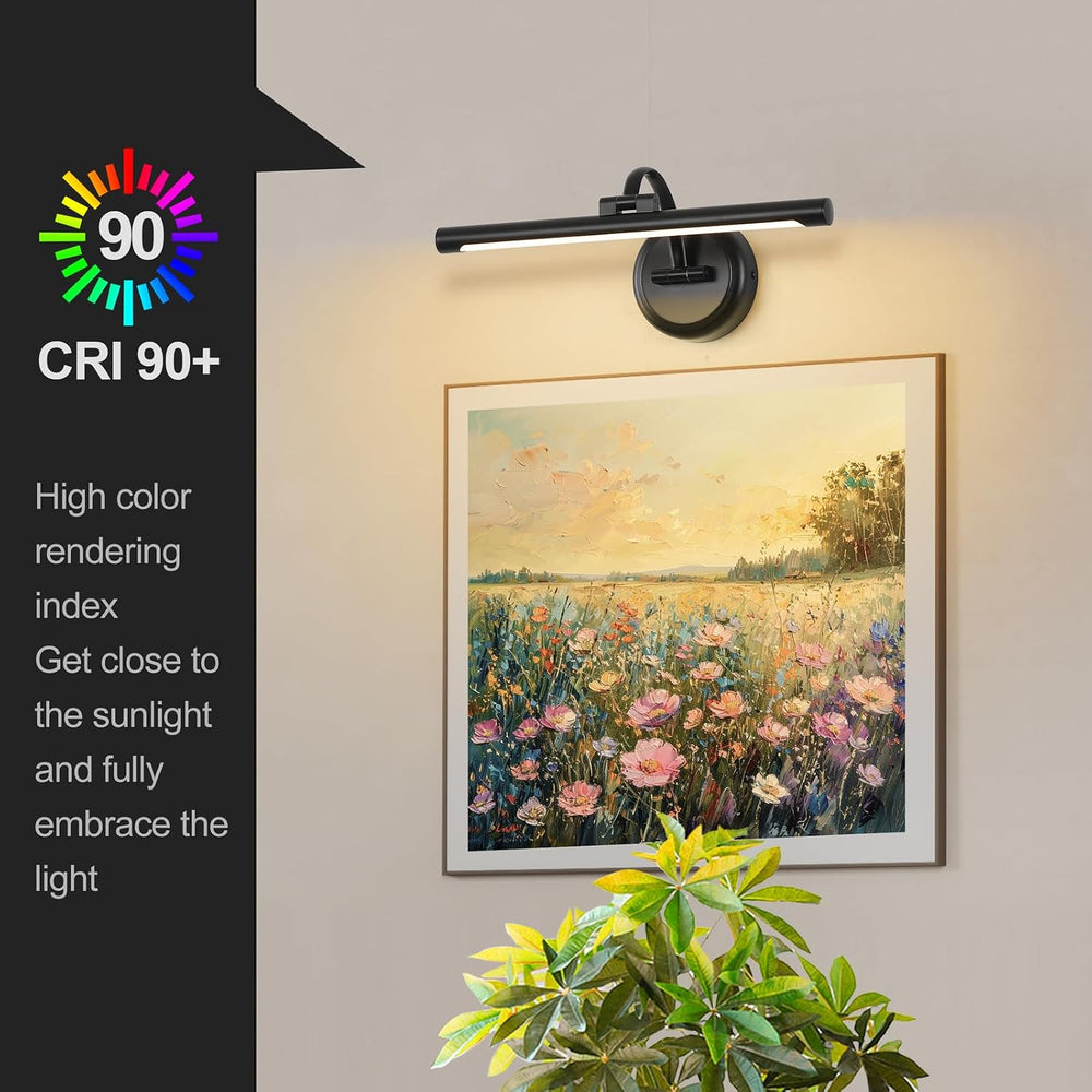 Tassuowell Hardwired Picture Ligh (Black Hardwired, 15.75 inch Dimmable)
