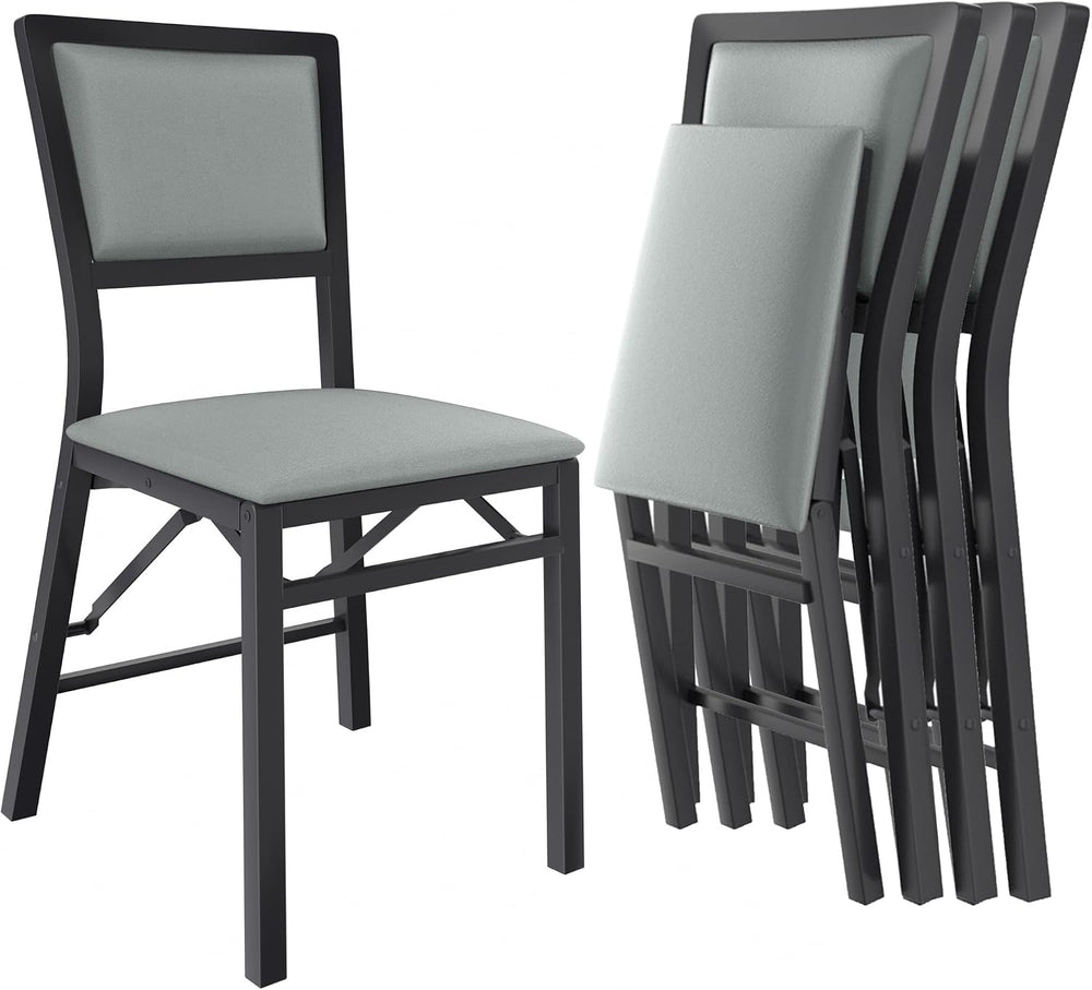 VECELO Folding Chairs Set of 4 with Cushion, Foldable Padded Seats with Heavy...