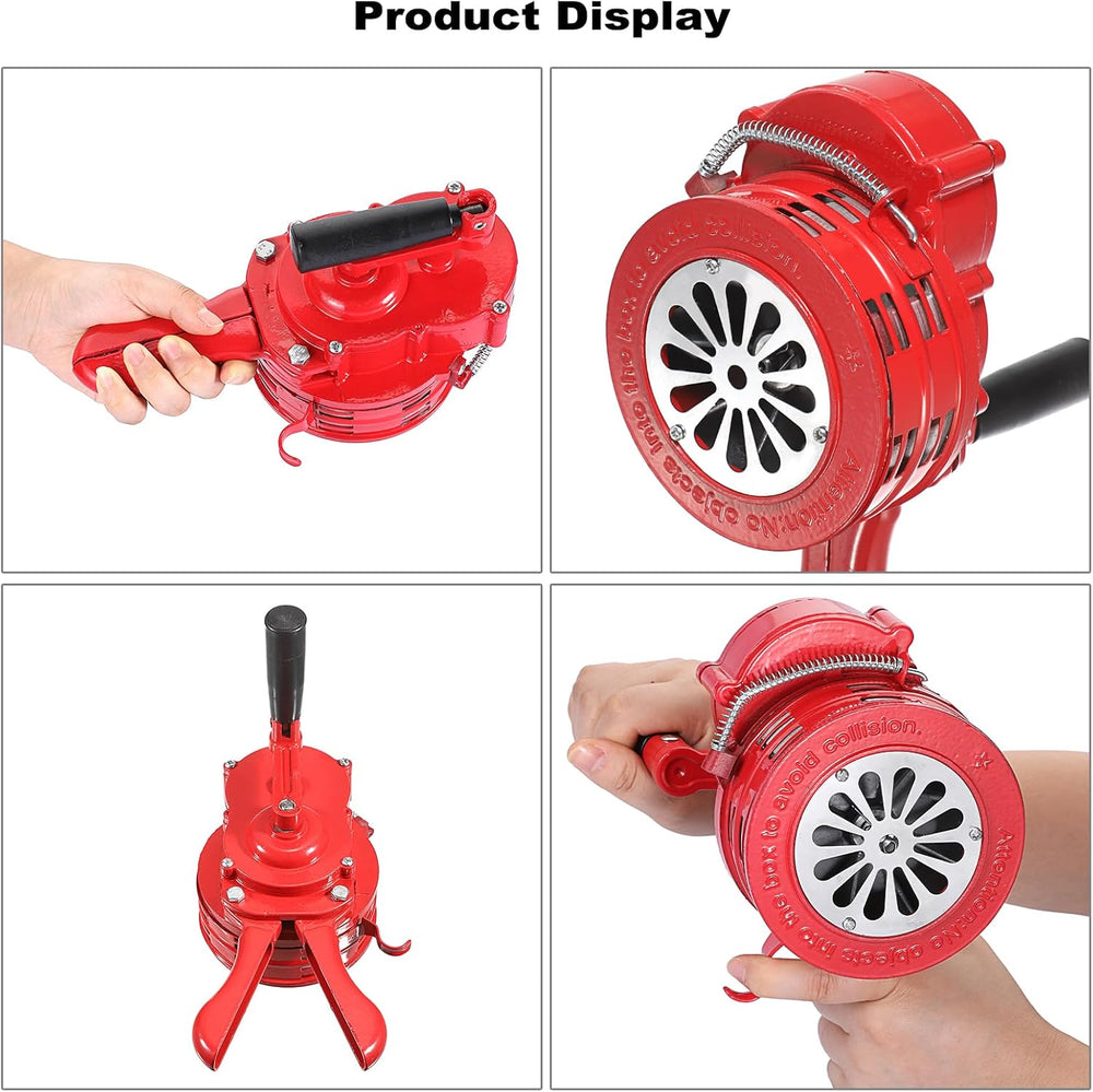 Sumnacon Hand Crank Siren Manual Operated Air Raid Siren with Handle, Red
