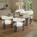 SIMTONAL Upholstered Dining Chairs Set of 4, Boucle Barrel Chairs with Arm
