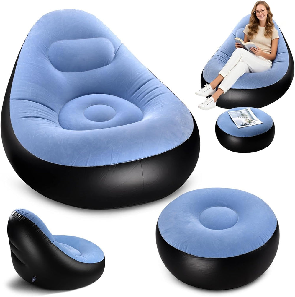 Inflatable Lounge Chair for Adults, Portable Folding Inflatable Blow Up Couch...