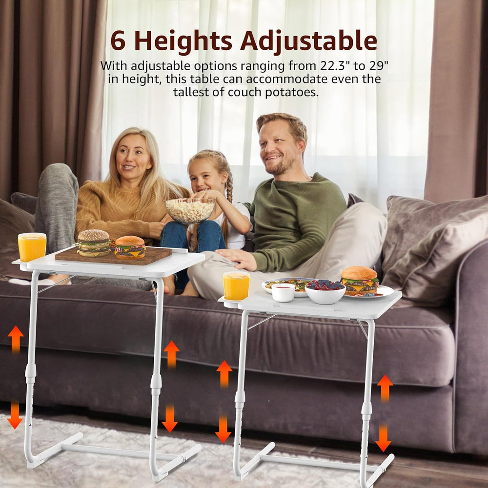 TV Trays Set of 2 - Folding TV Tray Adjustable Dinner Trays for Eating On Cou...