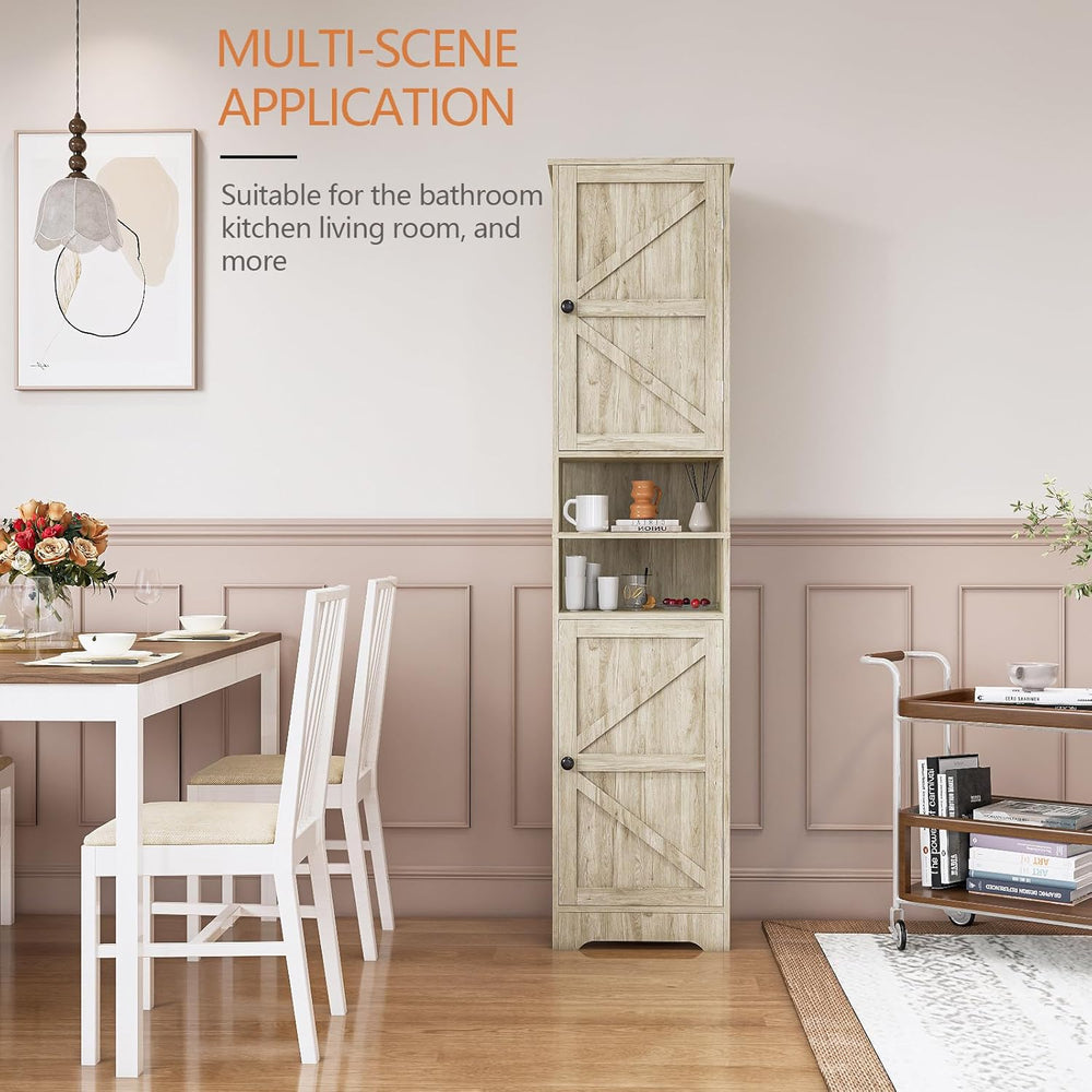 Viaozutis Tall Bathroom Storage Cabinet, Slim Freestanding Cabinet with Adjus...