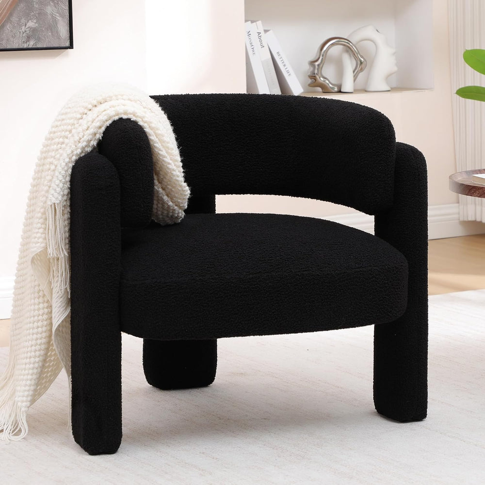 Accent Chair for Living Room, Modern Sherpa Barrel Chair, Upholstered Living ...