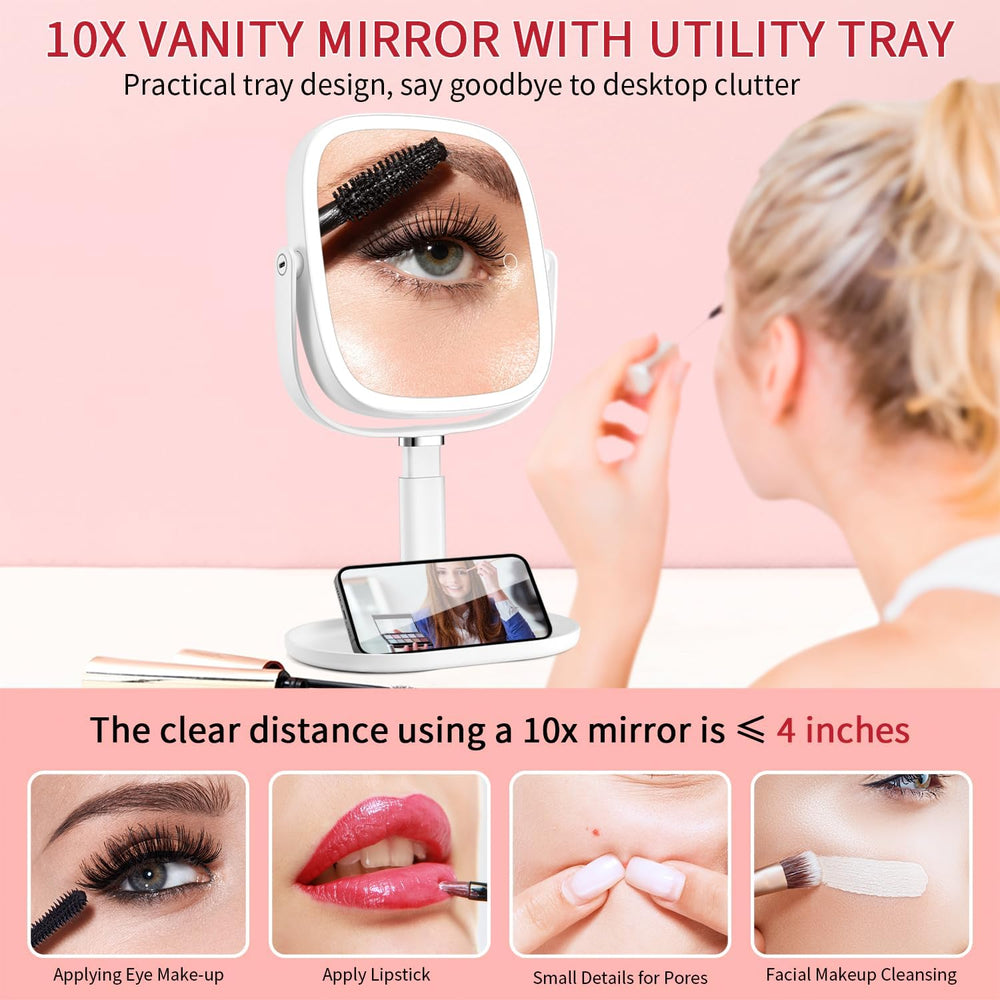 Vanmirr Lighted Makeup Mirror, Height-Adjustable with Magnification