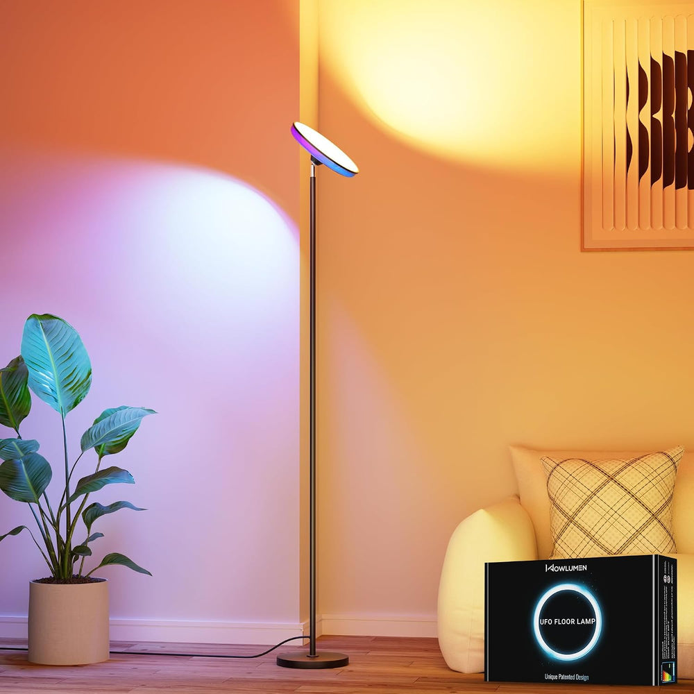 UFO Torchiere Floor Lamp, RGB Ambient Light, 42W 3700LM, Black