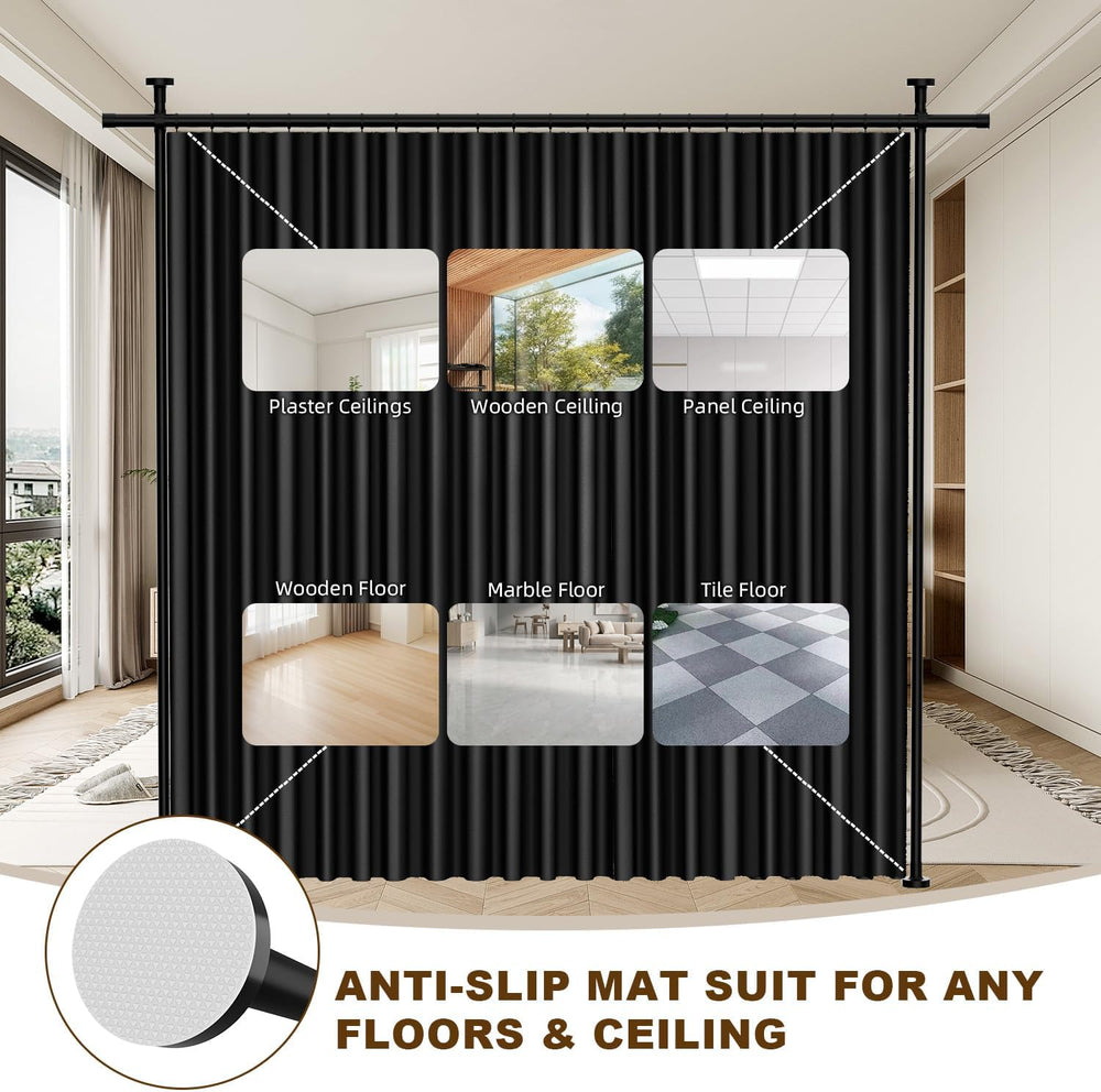 Room Divider Curtains Set,(Wide Partition Curtain+No Drilling Curtain Rod)