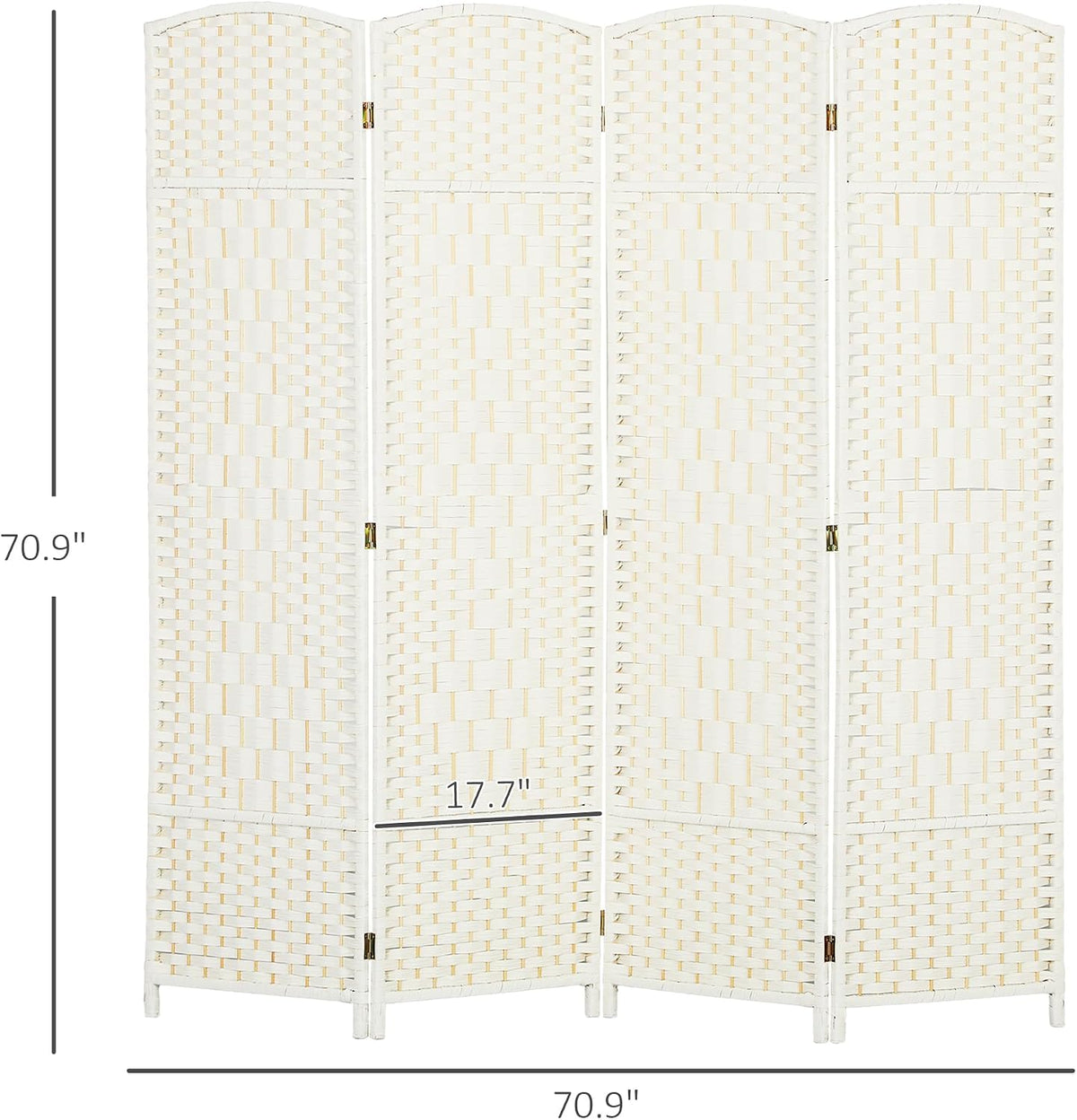 HOMCOM 4 Panel Room Divider 6 Ft Privacy Screen Hand-Woven White