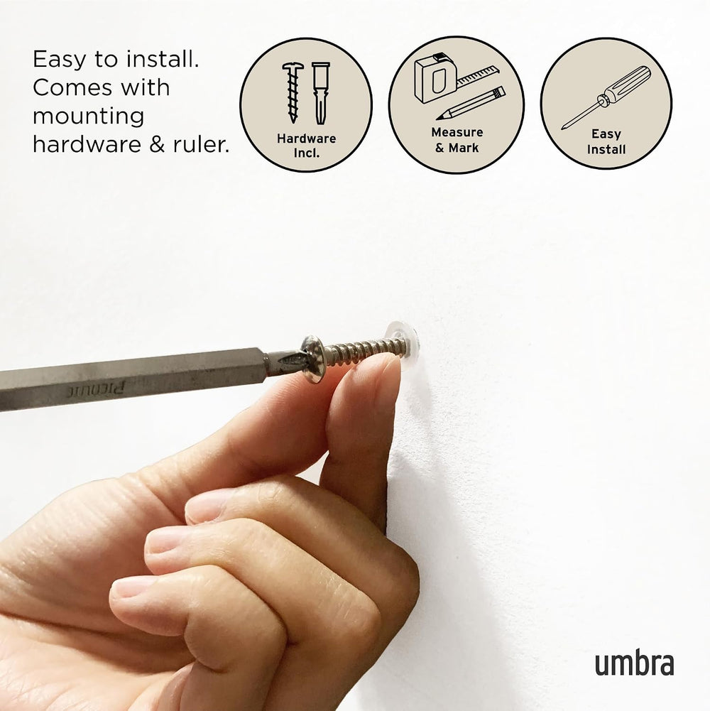 Umbra Flip Coat Rack, Wall Mounted 5-Hook Space Saving, Driftwood/Nickel