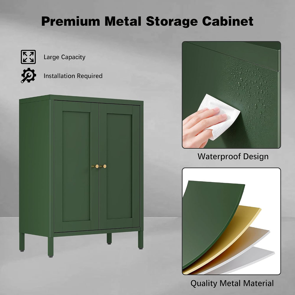 Bevivog Small Bathroom Storage Cabinet, Green Metal Locker