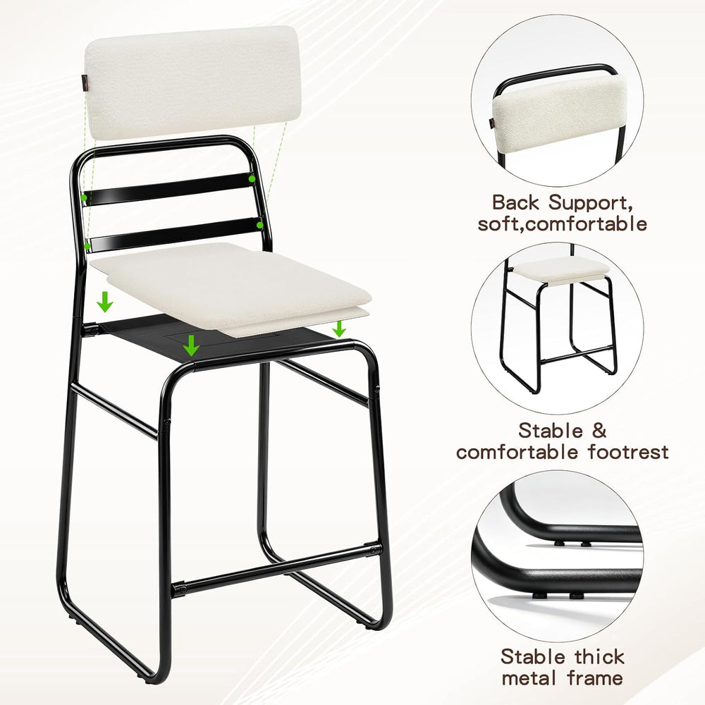 Furniliving Bar Stools Set of 2, 26" H Counter Height Bar Stools with Fu...