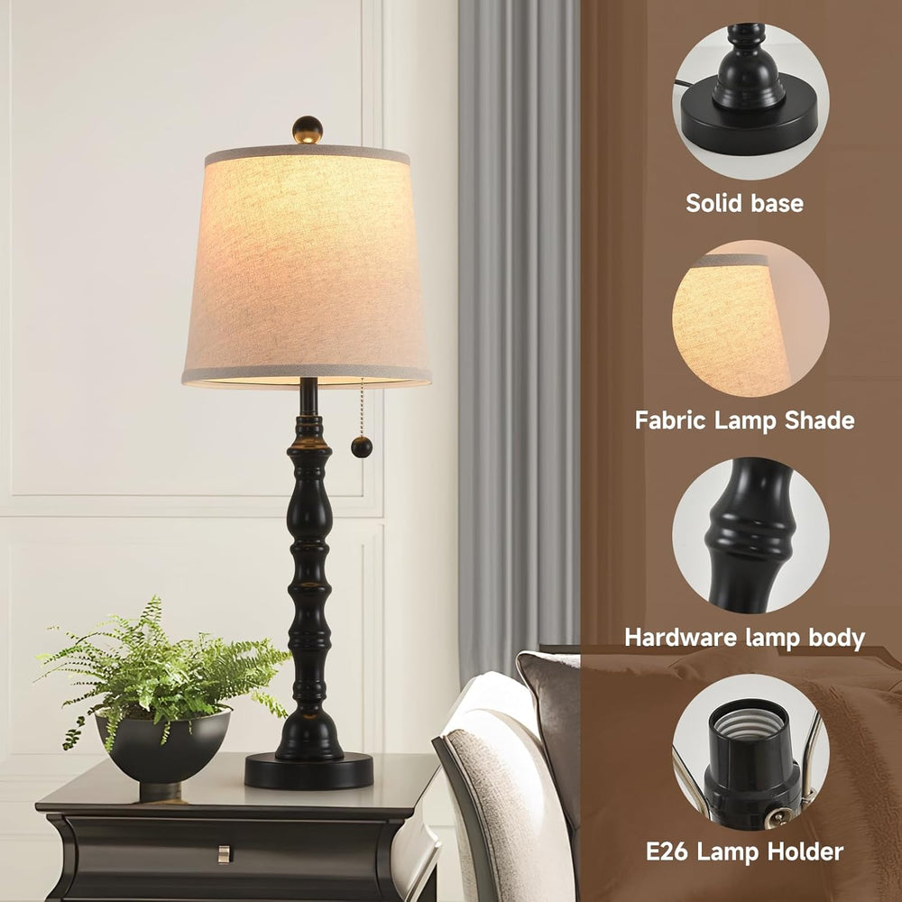 Lamps Set of 2 Modern Farmhouse Table Lamp Bedside Reading Lamps Living Room ...