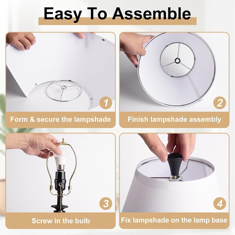 Metal Table Lamp for Bedroom, Pack of 2, Silver Base (Bulb Not Included)