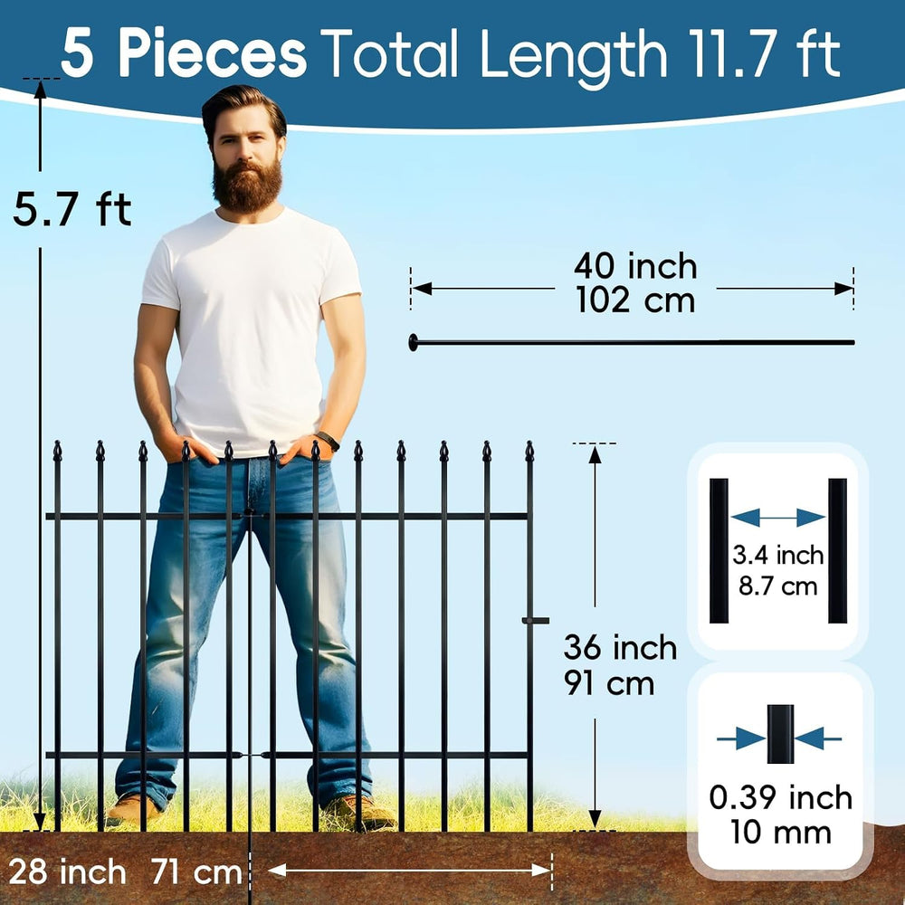 Thealyn 36"H x 28"W Metal Garden Fence, No Digging, Animal Barrier,...
