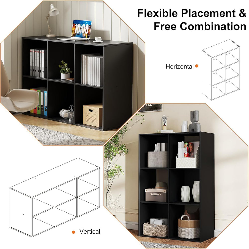 Sweetcrispy 6 Cube Storage Organizer, Stackable Modular Bookcase Shelf