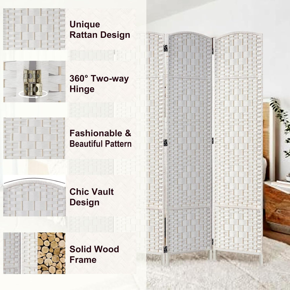 RHF Room Divider Panel,Partition Room Dividers,4Panel Privacy Screen,White