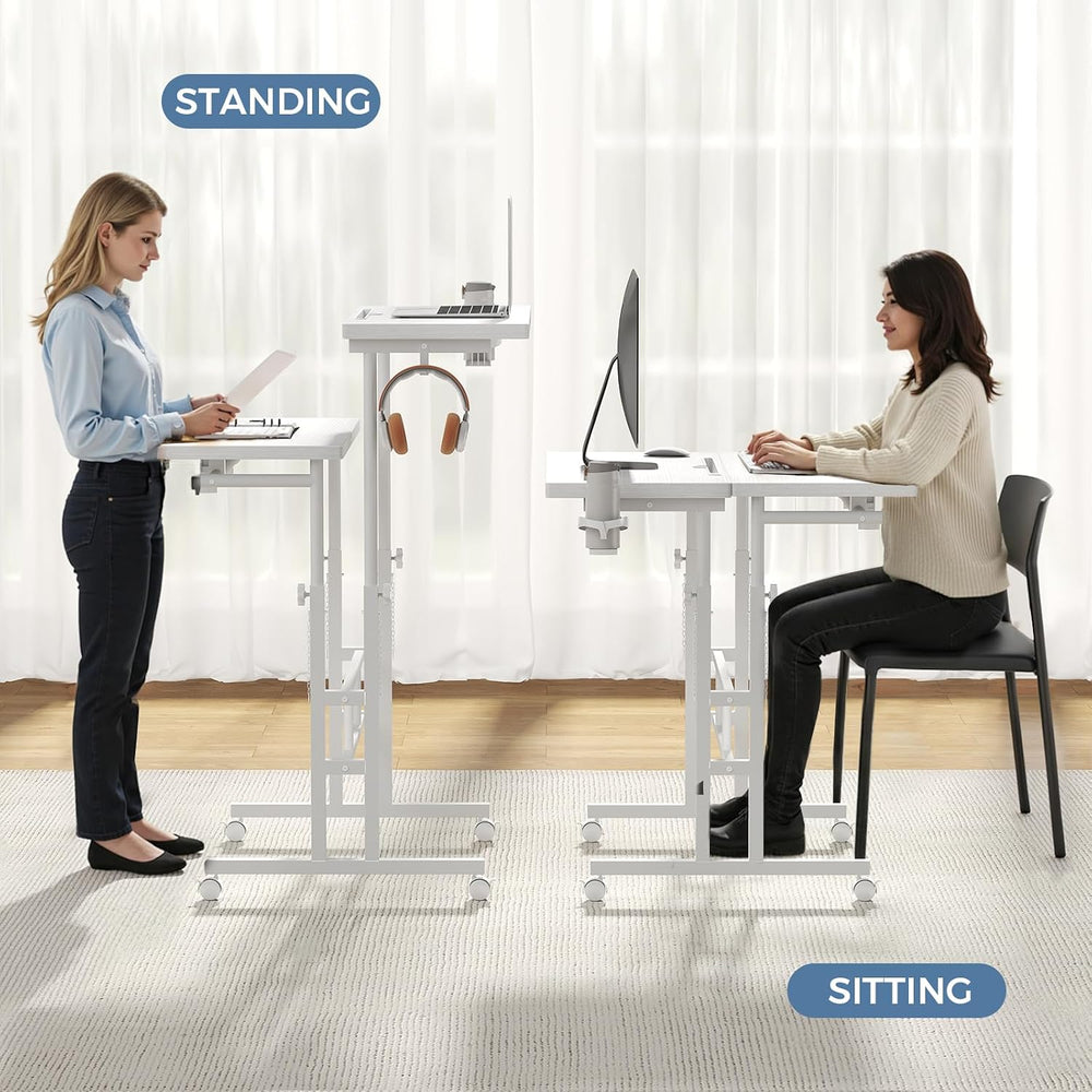 DUMOS Rolling Standing Desk, Walking Pad Desk, Split Top Computer Cart