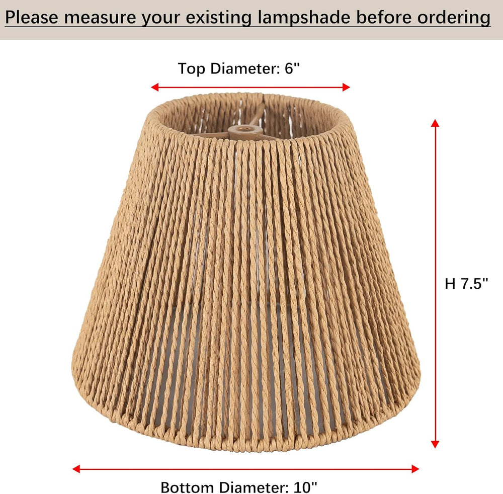 Boho Rattan Lamp Shade Small Bell Lampshade 6" Top X 10" Bottom X 7...
