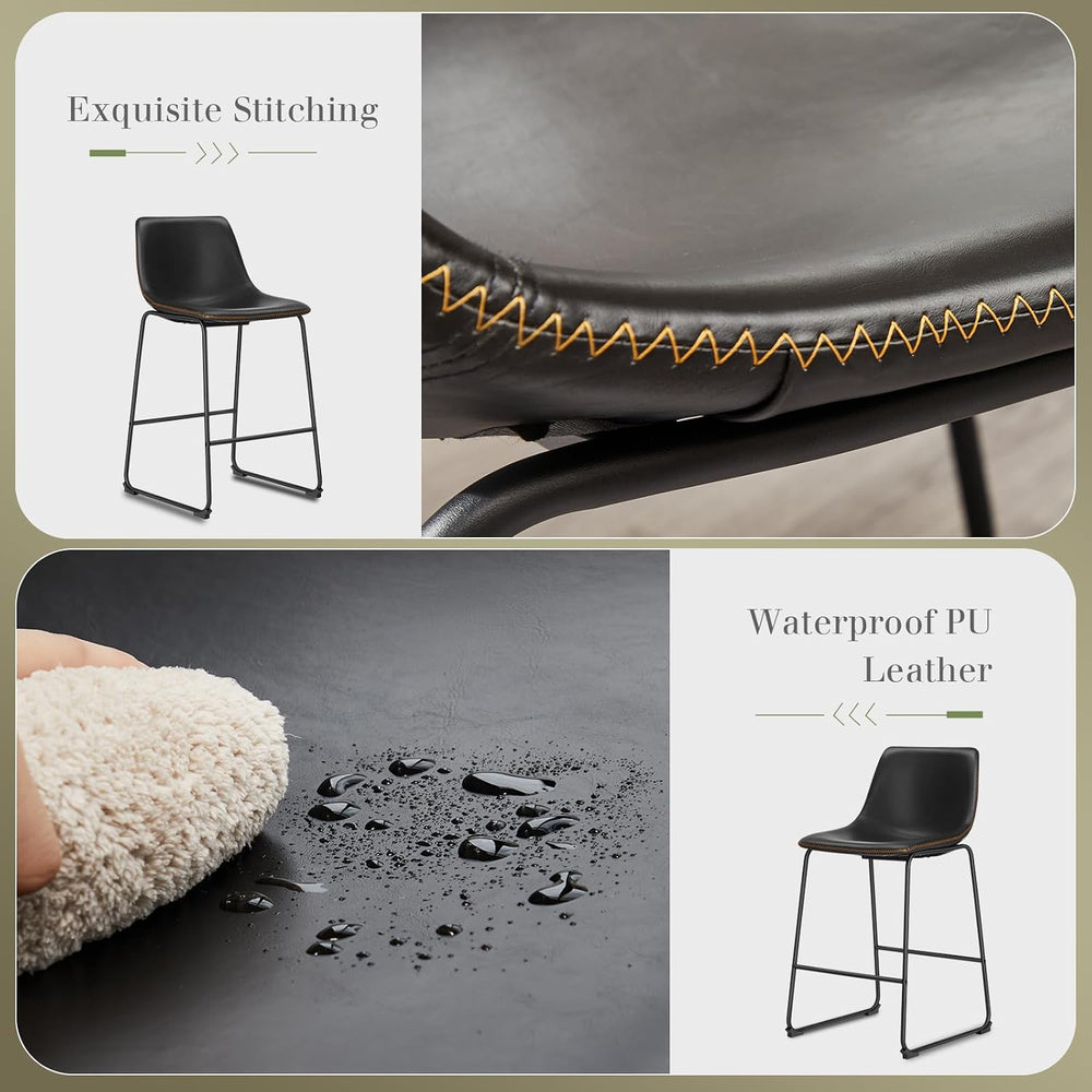 DUMOS 26 Inch Counter Height Bar Stools Set of 4, Modern Faux Leather High Ba...