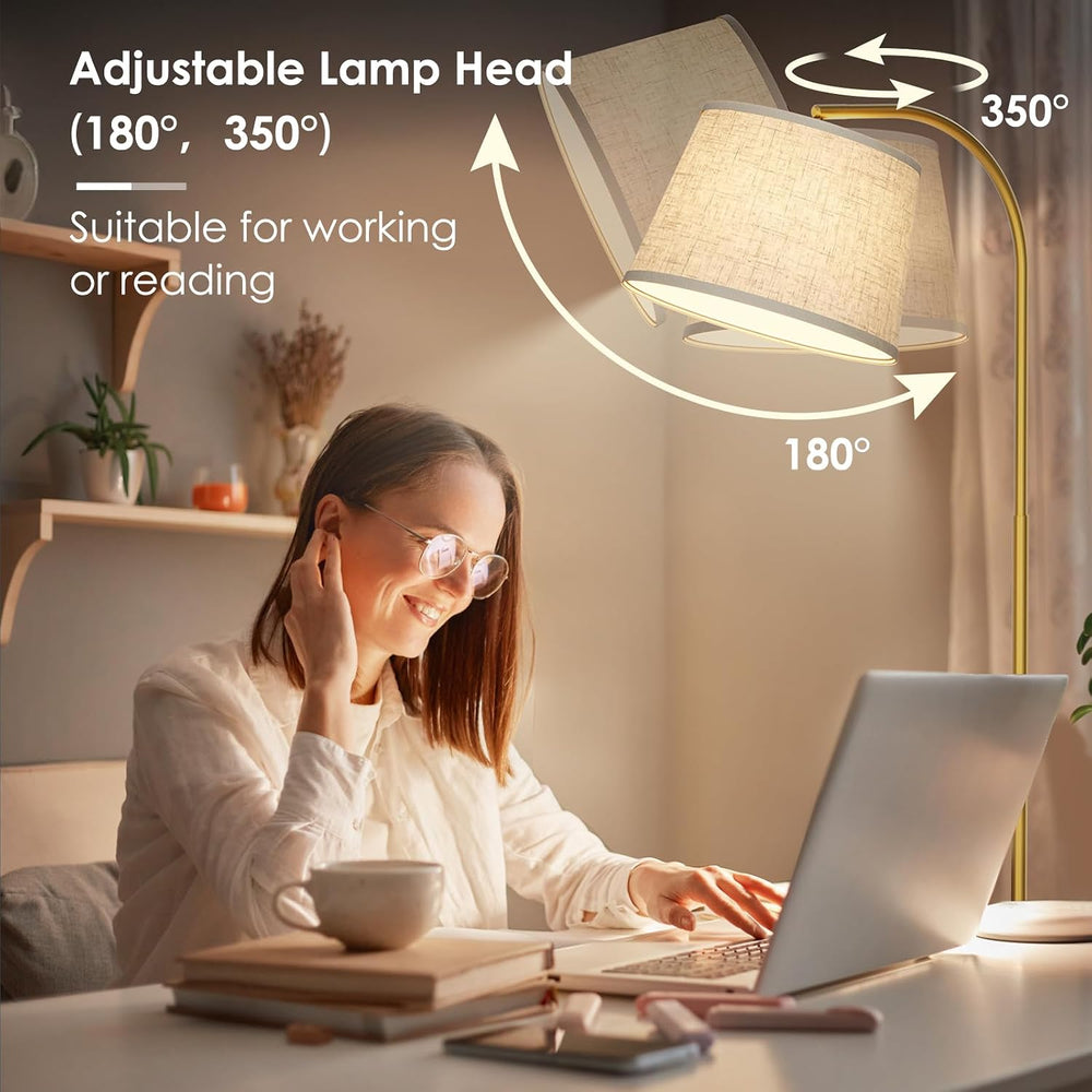 Karjoefar 64" 3 Color Dimmable Gold Arc Floor Standing Lamp with Remote