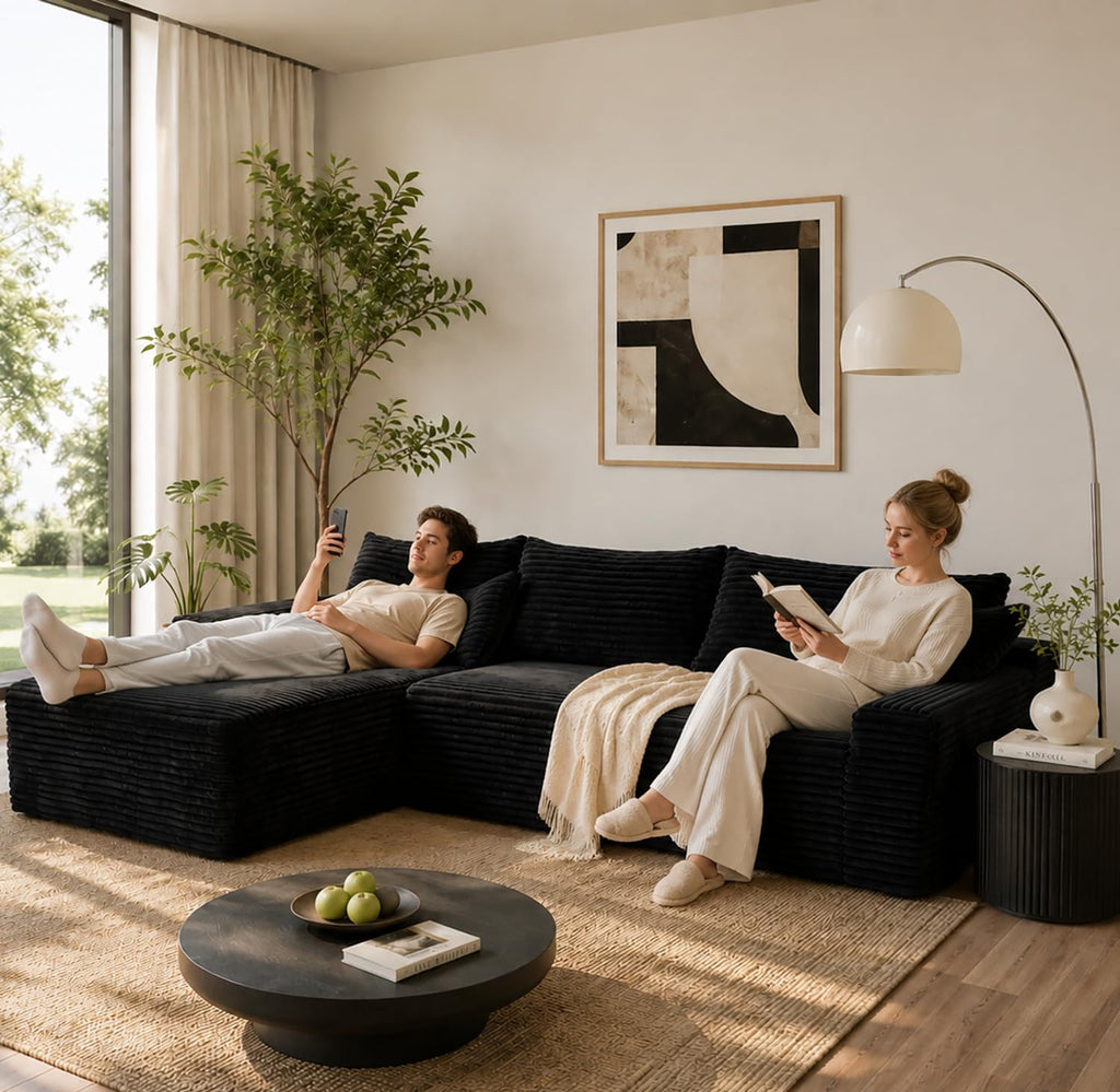 96" Cloud Boneless Sectional Couches with Chaise for Living Room
