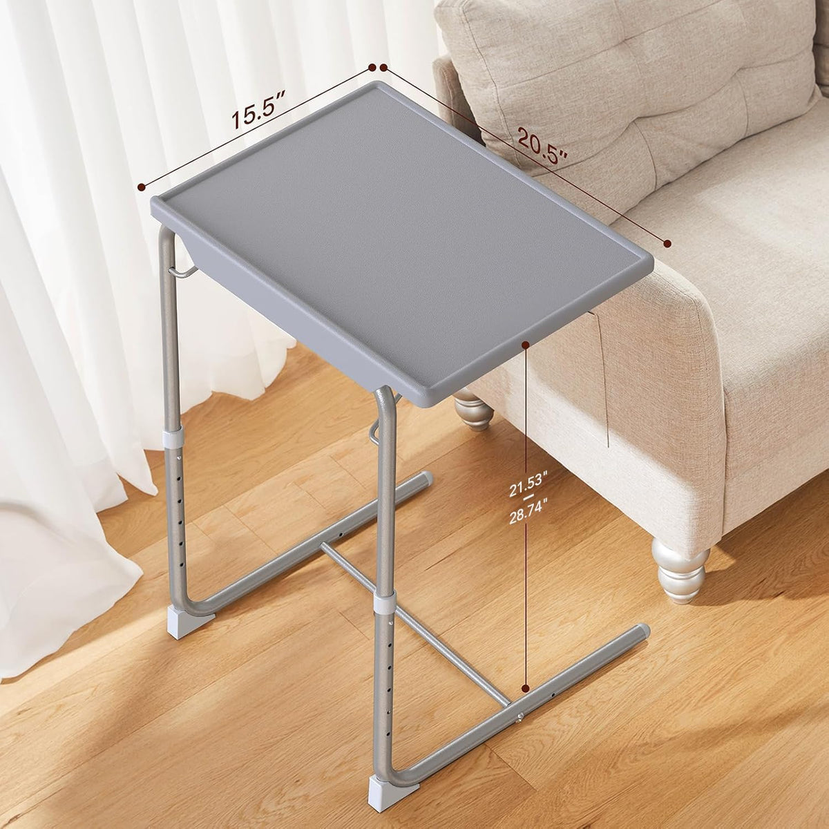 HUANUO Adjustable TV Tray Table with 6 Height & 3 Tilt Adjustments, Gray