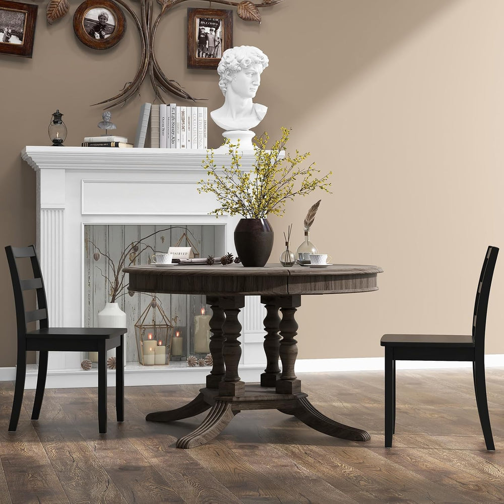 COSTWAY Dining Chairs Set of 4, Mid-Century Modern Wooden Chairs, Black