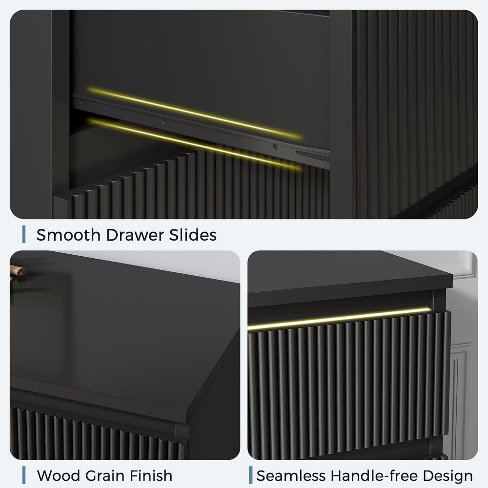 Jocoevol 6 Drawer Fluted Dresser, Modern Chest of Drawers for Bedroom with Hi...