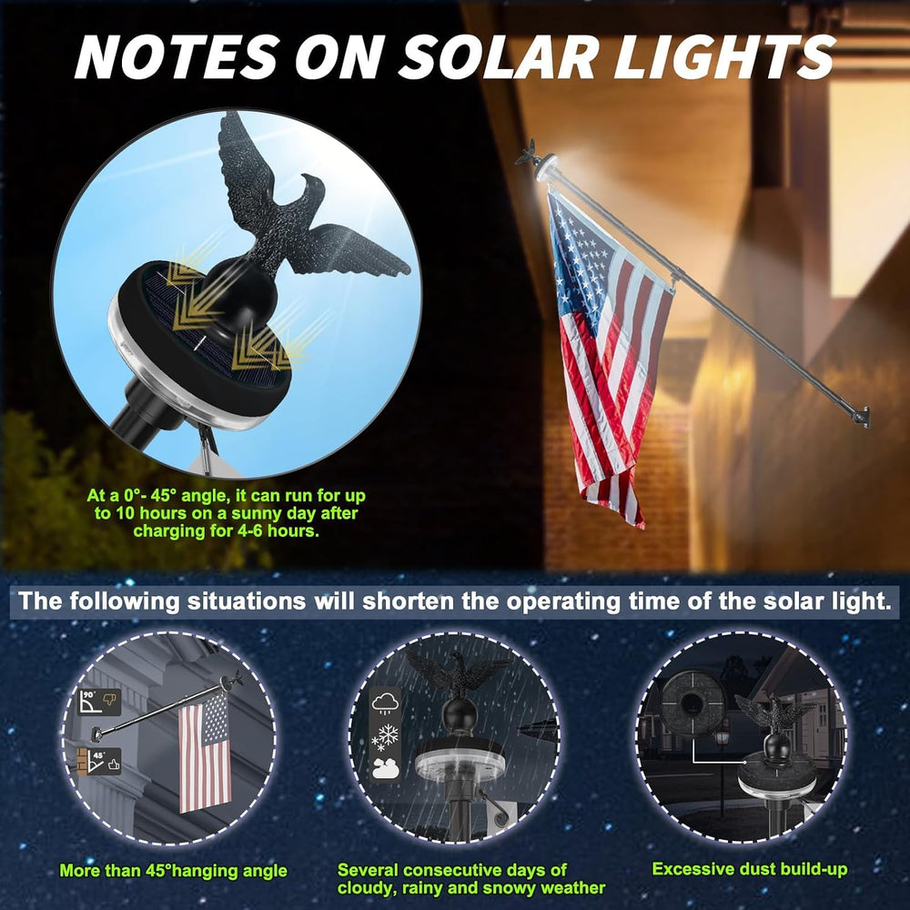 LETSTRY 5FT Flag Pole Kit for Outside House with American Flag & Solar Li...