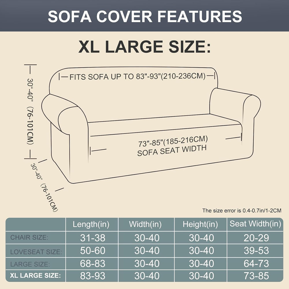 Stretch Oversized Sofa Couch Cover Washable Slipcover, Brown