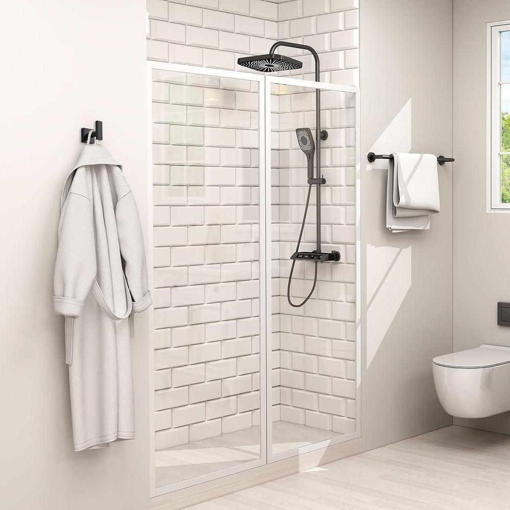 Angle Simple Towel Hooks Matte Black, Robe Hand Towel Holder, 4 Pack