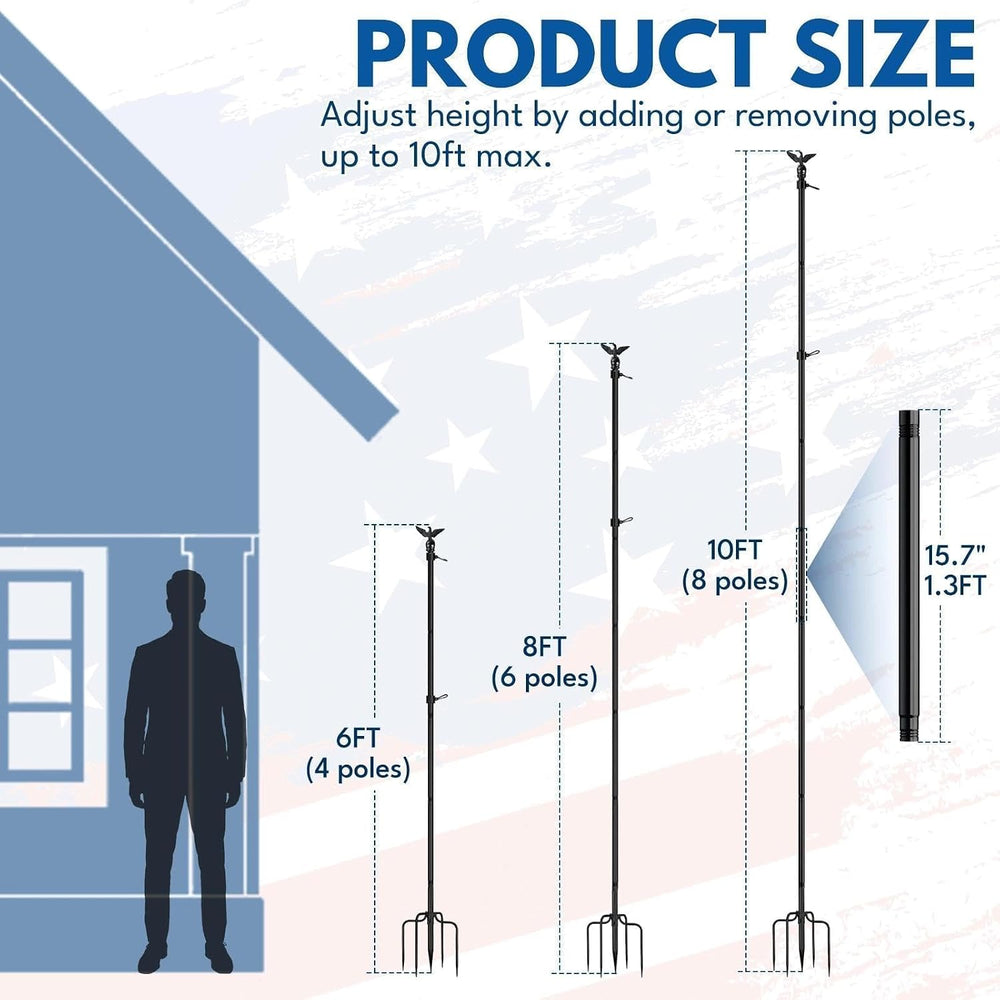 LETSTRY 10 FT In-Ground Flag Pole for Outside House, Heavy Duty Wind Resistan...
