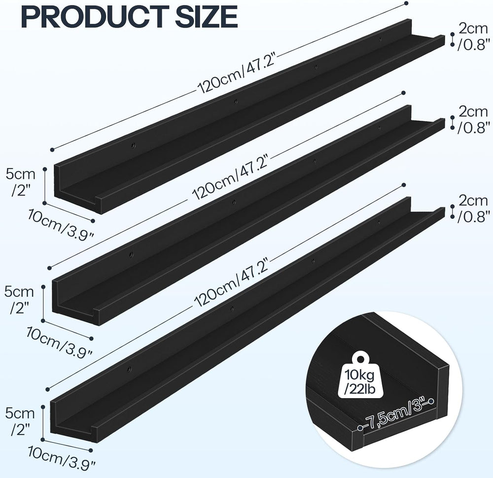 HOOBRO Floating Shelves, Wall Shelf Set of 3, 47.2 Inches Hanging Shelf