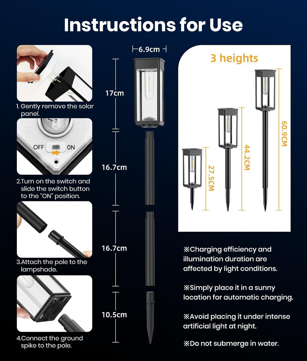 ALFIOT Solar Pathway Lights Outdoor, 8 Pack, Cool White, 3 Heights, IP65