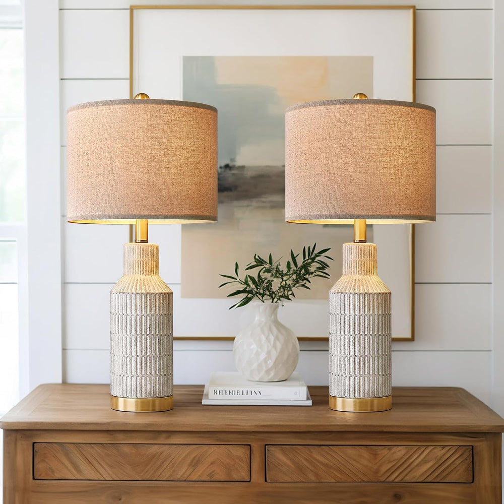 USumkky 25" Modern Ceramic Lamps Single Table Lamp for Living Room Bedro...
