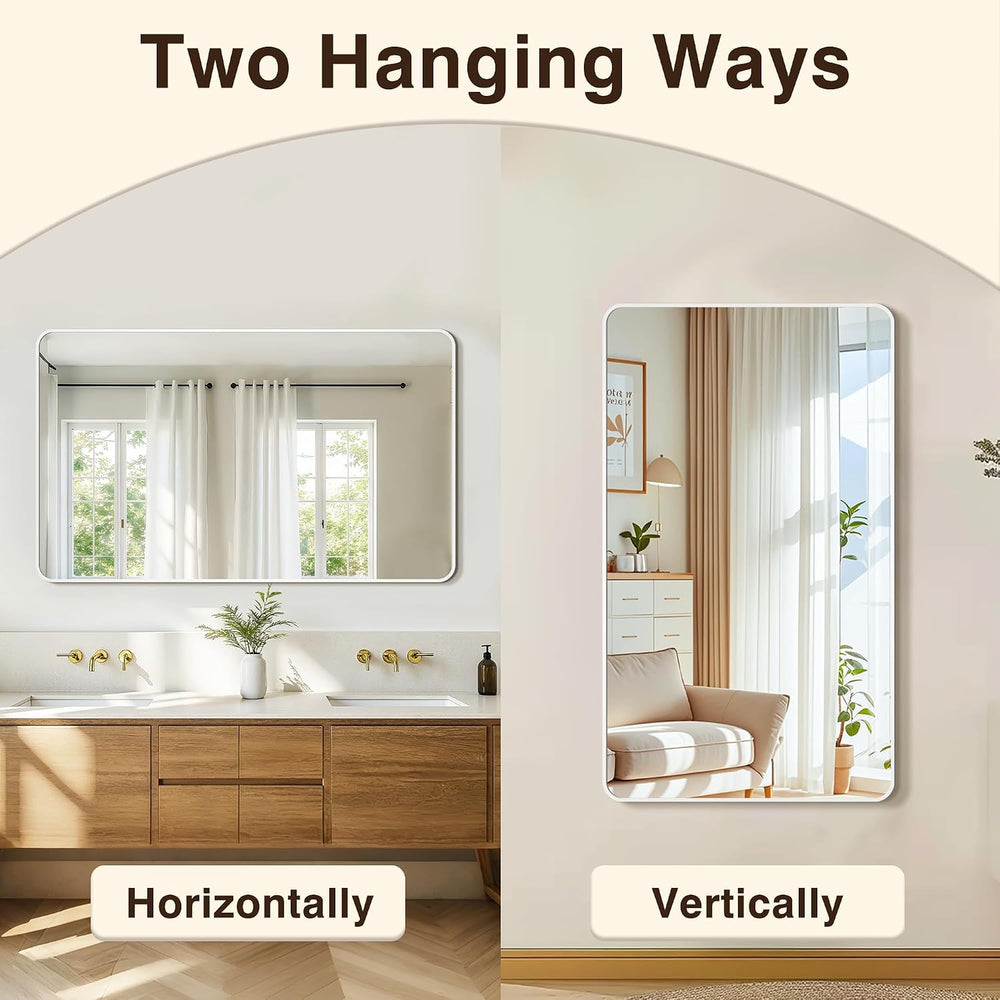 Vanity Bathroom Mirror, 50”x30” Silver Bathroom Mirror for Over Sink