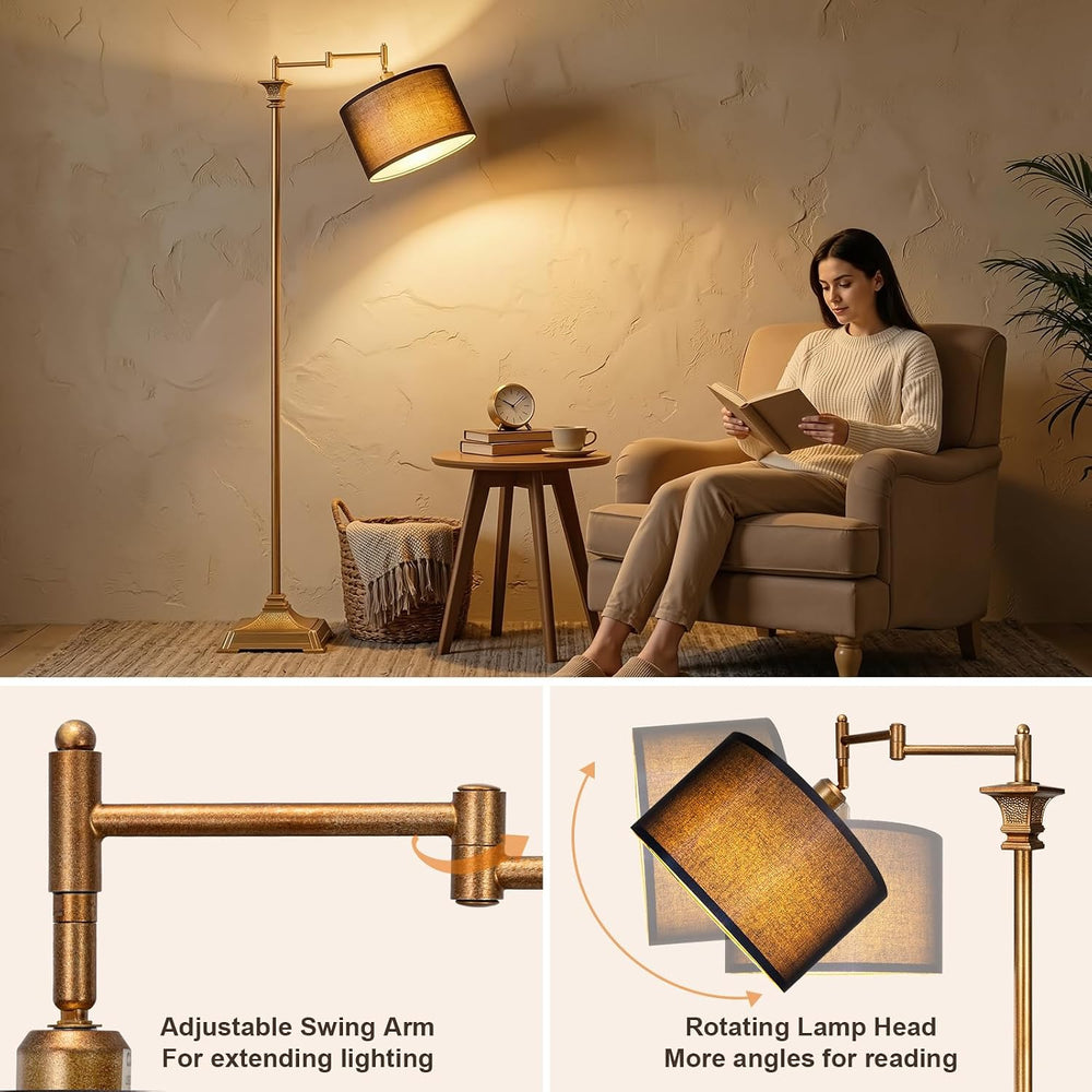 Scenekoy 68” Floor Lamp with Remote for Living Room Bedroom, Antique Gold