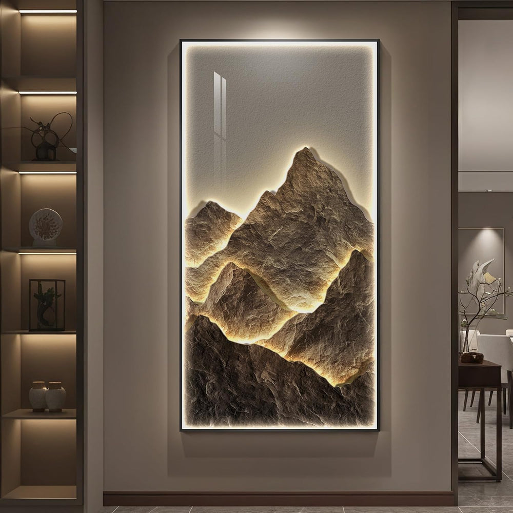 Large Vertical LED Mountain Wall Art for Living Room, Modern Luxury 30x60
